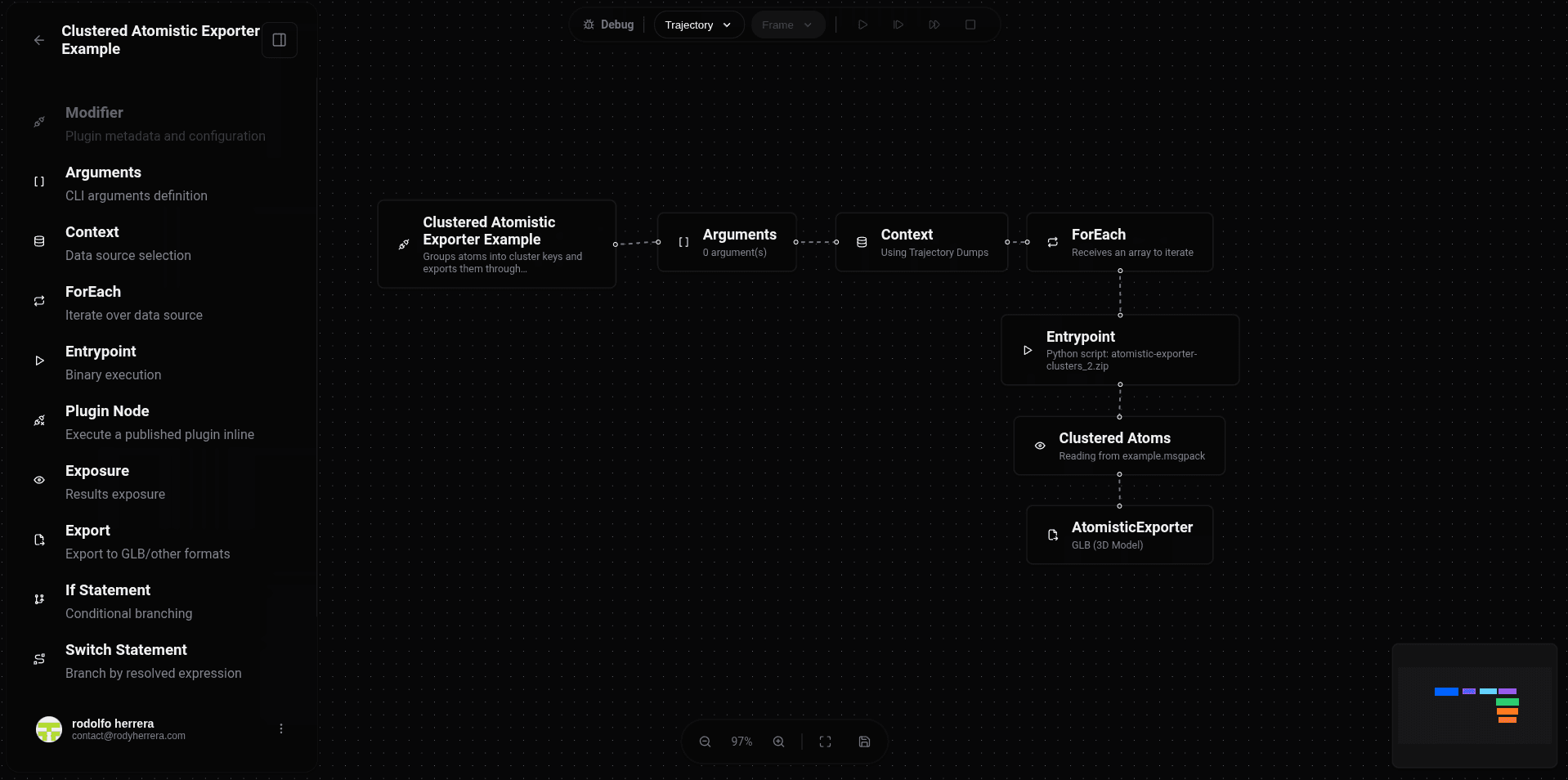 Atomistic exporter example workflow