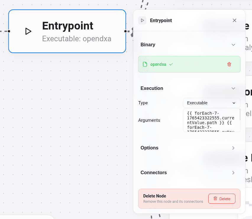 Binary entrypoint node configuration