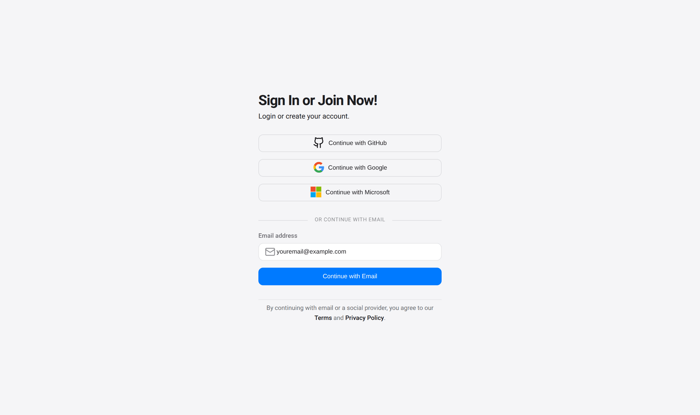 Sign in page